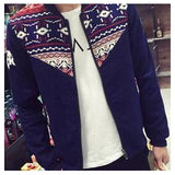 2016 New Arrival Floral Men Jacket-Jackets-Eric's-Blue Geometric-M-PLATINUM REXZ-PREXZ