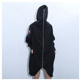 Black Zipper Turn-down Hoodie-Hoodies & Sweatshirts-BELLE FASHION SHOP-PLATINUM REXZ-PREXZ