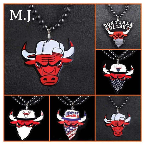 Bulls Bead Necklaces-Pendant Necklaces-Magic Jewelry Box-PLATINUM REXZ-PREXZ