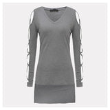 Casual Bandage V T-shirt-Blouses & Shirts-zanzea001 Store-Gray-S-PLATINUM REXZ-PREXZ