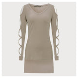 Casual Bandage V T-shirt-Blouses & Shirts-zanzea001 Store-Khaki-S-PLATINUM REXZ-PREXZ