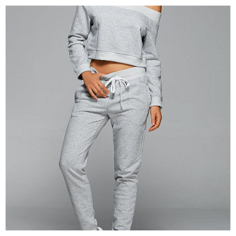 Cropped Sweatshirt With Pants Gym Outfits-Outfits-Sammydress-PLATINUM REXZ-PREXZ