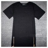 Golden Zipper Extended Tee-T-Shirts-Fashion Room Shop-Black-S-PLATINUM REXZ-PREXZ