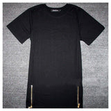 Golden Zipper Extended Tee-T-Shirts-Fashion Room Shop-PLATINUM REXZ-PREXZ