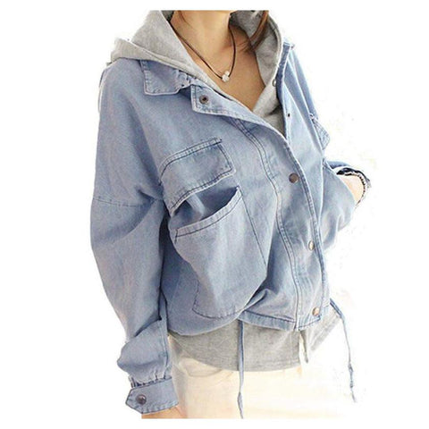 Hooded Two Piece Jean Jacket-Basic Jackets-HEEGRAND women-PLATINUM REXZ-PREXZ