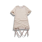 Kanye Style Removable Hem Ribbon Tee-T-Shirts-Hawark Ningbo fashion-khaki-M-PLATINUM REXZ-PREXZ