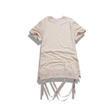 Kanye Style Removable Hem Ribbon Tee-T-Shirts-Hawark Ningbo fashion-PLATINUM REXZ-PREXZ