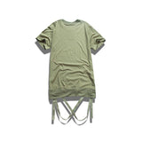 Kanye Style Removable Hem Ribbon Tee-T-Shirts-Hawark Ningbo fashion-PLATINUM REXZ-PREXZ