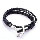 Leather Bracelet-Charm Bracelets-The Lady's Jewelry-black silver-PLATINUM REXZ-PREXZ