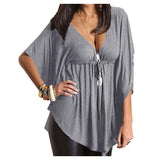 Loose V-Neck Tee-Blouses & Shirts-Real Pictures Clothes Store-PLATINUM REXZ-PREXZ