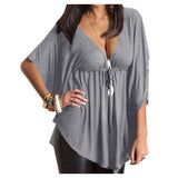 Loose V-Neck Tee-Blouses & Shirts-Real Pictures Clothes Store-PLATINUM REXZ-PREXZ