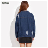 Ripped Denim Jacket-Basic Jackets-Romwe Co.,Ltd.-PLATINUM REXZ-PREXZ