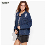 Ripped Denim Jacket-Basic Jackets-Romwe Co.,Ltd.-PLATINUM REXZ-PREXZ