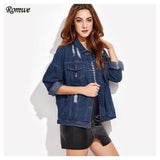 Ripped Denim Jacket-Basic Jackets-Romwe Co.,Ltd.-PLATINUM REXZ-PREXZ