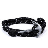 Rope Nylon Bracelets-Charm Bracelets-Nautical style-Black-PLATINUM REXZ-PREXZ