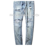 Selvedge Zipper Pants Slim Fit-Jeans-Shenzhen Victoria Fashion Men Women-Blue-29-PLATINUM REXZ-PREXZ