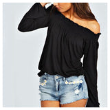 Shoulder Blouse-Blouses & Shirts-Real Pictures Clothes Store-Black-S-PLATINUM REXZ-PREXZ