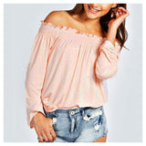 Shoulder Blouse-Blouses & Shirts-Real Pictures Clothes Store-Pink-S-PLATINUM REXZ-PREXZ