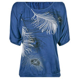 Slit Sleeve Feather Tee-T-Shirts-what a beauty-Blue-S-PLATINUM REXZ-PREXZ