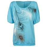 Slit Sleeve Feather Tee-T-Shirts-what a beauty-Green-S-PLATINUM REXZ-PREXZ