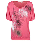 Slit Sleeve Feather Tee-T-Shirts-what a beauty-Pink-S-PLATINUM REXZ-PREXZ