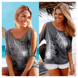 Slit Sleeve Feather Tee-T-Shirts-what a beauty-PLATINUM REXZ-PREXZ