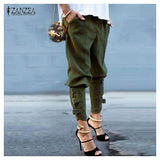 Women Army Green Elastic Waist Pants-Pants & Capris-Romeo & Juliet Clothes Store-ArmyGreen-S-PLATINUM REXZ-PREXZ