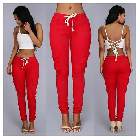 Women Elastic Waist Pants-Pants & Capris-Lucky Yao Store 117767-PLATINUM REXZ-PREXZ