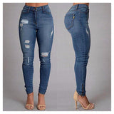 Women Jeans Ripped Slit Pencil Denim-Jeans-Always for you 2016-PLATINUM REXZ-PREXZ