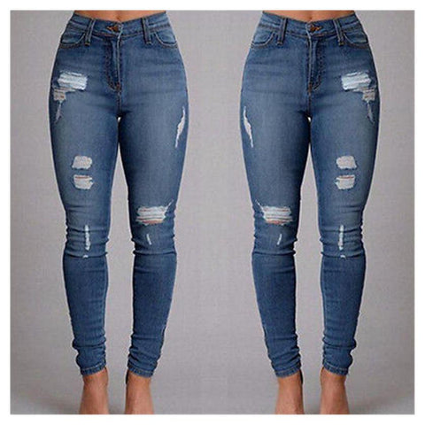 Women Jeans Ripped Slit Pencil Denim-Jeans-Always for you 2016-PLATINUM REXZ-PREXZ