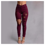 Women Pencil Denim-Jeans-DTzone Store-Wine red-S-PLATINUM REXZ-PREXZ