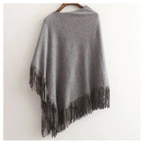 Womens Autumn Knitted Cape-Sweaters-Fant Genuine Fur-PLATINUM REXZ-PREXZ