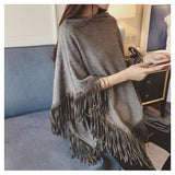 Womens Autumn Knitted Cape-Sweaters-Fant Genuine Fur-PLATINUM REXZ-PREXZ