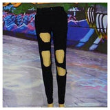 Women's High Waist Ripped Jeans-Jeans-Amazing Dresses-Black-S-PLATINUM REXZ-PREXZ