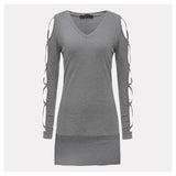 Women's Hollow Out Long Sleeve-Blouses & Shirts-Romeo & Juliet Clothes Store-Gray-S-PLATINUM REXZ-PREXZ