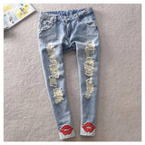 Women's Jean Pants Red Lips-Jeans-HEEGRAND women-PLATINUM REXZ-PREXZ